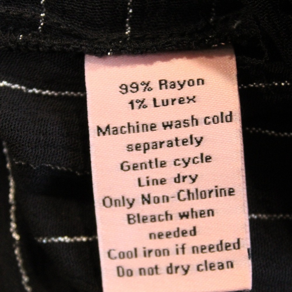 Juicy Couture Womens Black Silver Metallic Pinstripe Tie‎ Front Ruffle Top L - Picture 3 of 9